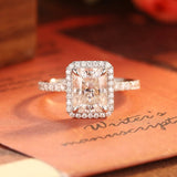 Stunning 3.0 CT Radiant Moissanite Engagement Ring with Halo & Pave Design 1