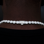 35 CT Round Moissanite Diamond Clustered Tennis Silver Necklace For Him 4