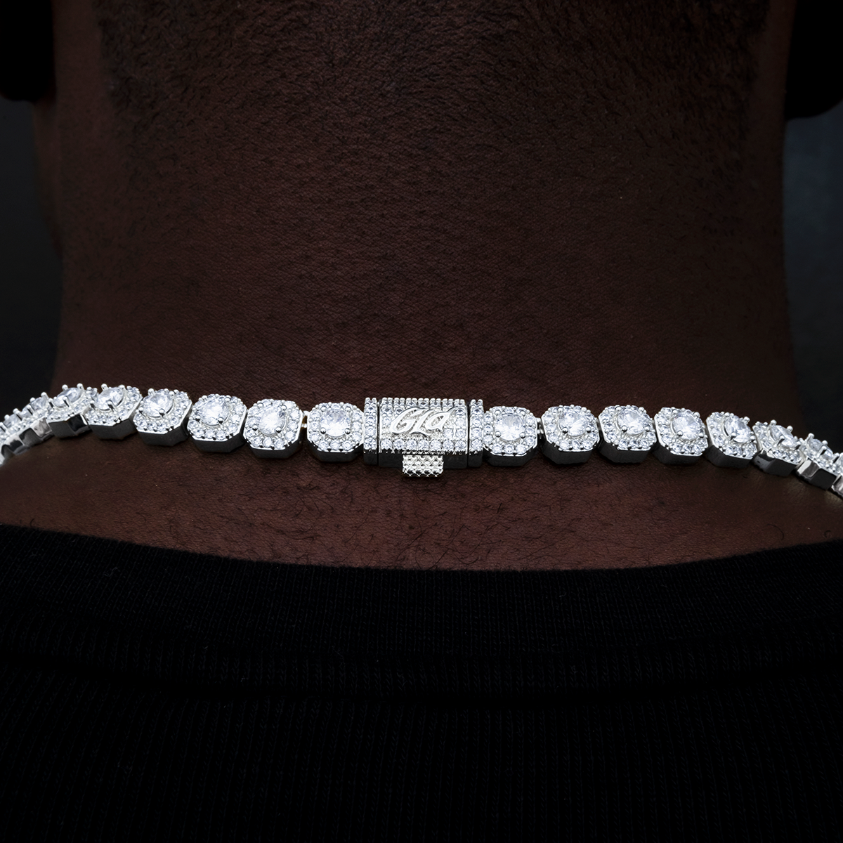 35 CT Round Moissanite Diamond Clustered Tennis Silver Necklace For Him 4