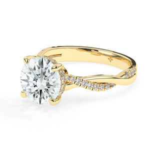 Stunning 3.0 CT Round Moissanite Engagement Ring with Hidden Halo & Twisted Pave Design