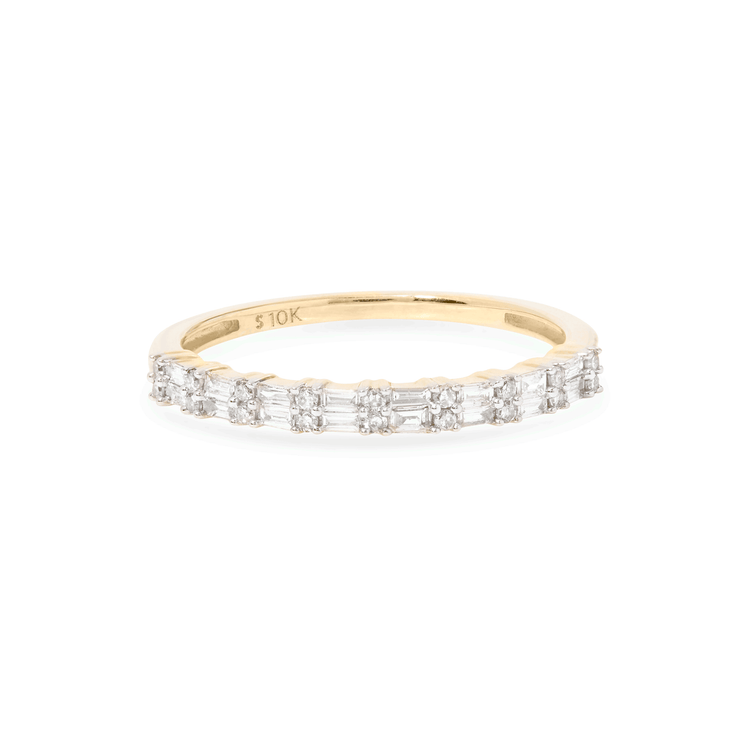 Stunning 0.23 TCW Round & Baguette Moissanite Stones Half Eternity Wedding Bands 1