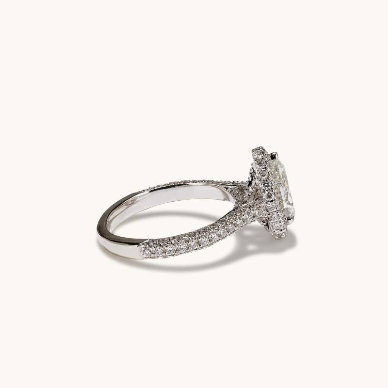 Stunning 1.68 CT Pear Moissanite Engagement Ring with Halo & Pave Design 2