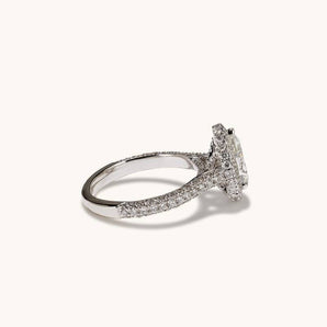 Stunning 1.68 CT Pear Moissanite Engagement Ring with Halo & Pave Design