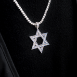 3 CT Baguette & Round Moissanite Star Silver Pendant for Him 2