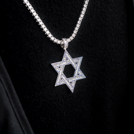 3 CT Baguette & Round Moissanite Star Silver Pendant for Him 2