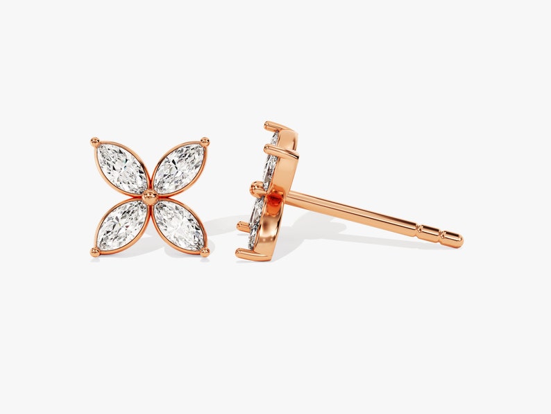 0.50 TCW Marquise Cut Moissanite Stud Earrings in Gold 5