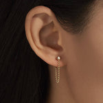 0.10 TCW Round Cut Moissanite Thread Earrings in Gold 5