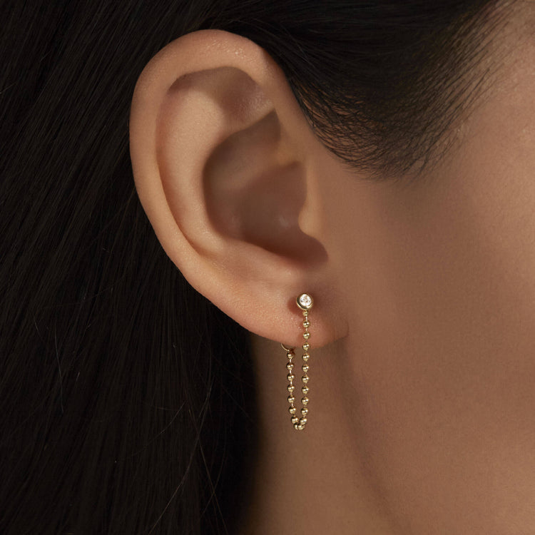 0.10 TCW Round Cut Moissanite Thread Earrings in Gold 5