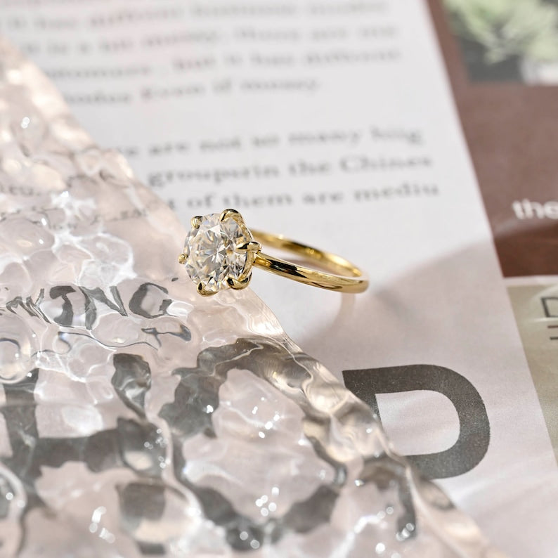 Stunning 2.5 CT Round Moissanite Engagement Ring with Solitaire Design 6