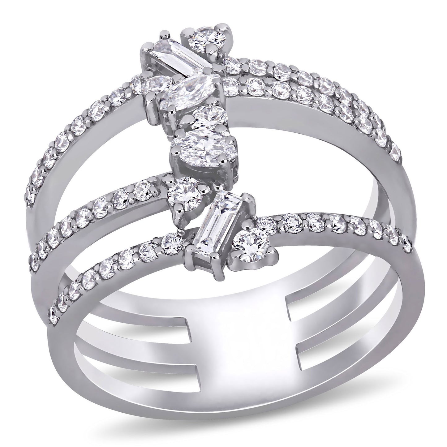 Round Cut Cubic Zirconia in 925 Sterling Silver Wedding Bands 1