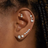 2.0 TCW Round & Baguette Cut Moissanite Cluster Studs Earrings in Gold 6