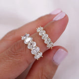 Stunning 0.4 TCW Oval Moissanite Stone with Half Eternity Wedding Band 6