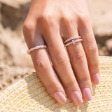 Stunning 0.3 TCW Round Moissanite Stones Stella T shaped Wedding Band 7