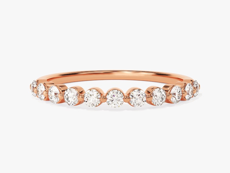 Stunning 0.55 CT Round Moissanite Stones Half Eternity Wedding Band 3