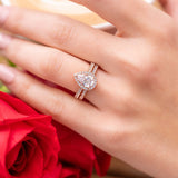 1.33 CT Pear Halo & Pave Lab Grown Diamond Engagement Ring