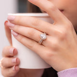 1.33 CT Pear Halo & Pave Lab Grown Diamond Engagement Ring