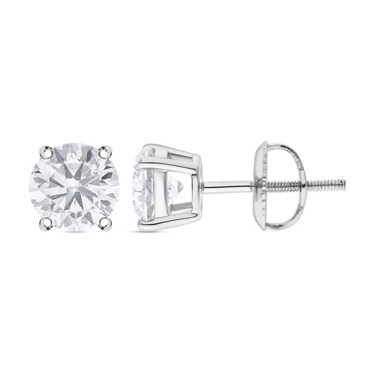 Round Cut Cubic Zirconia in 925 Sterling Silver Earrings 1