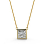 1.0 CT Princess Moissanite Diamond Solitaire Pendant Necklace in Solid Gold 1