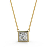 1.0 CT Princess Moissanite Diamond Solitaire Pendant Necklace in Solid Gold 1
