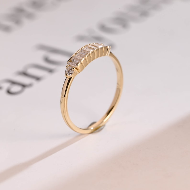 Stunning 0.2 TCW Round & Baguette Moissanite Stones Half Eternity Wedding Bands 9