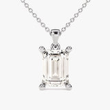2.0 CT Emerald Moissanite Diamond Solitaire Pendant Necklace in Solid Gold 2