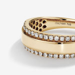 0.37 TCW Round Moissanite Two Row  Men's Wedding Band in Solid Gold 5