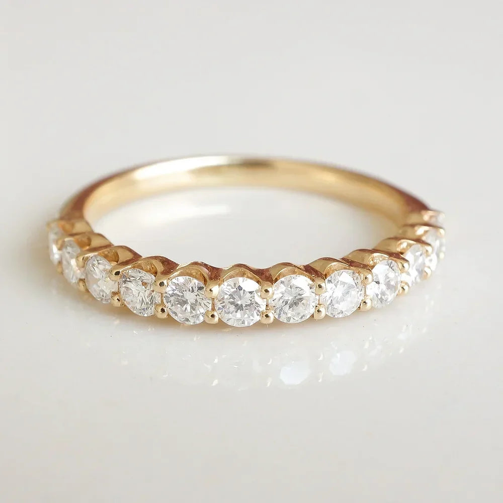 Stunning 0.4 TCW Round Moissanite Stones In Half Eternity Wedding Band 1