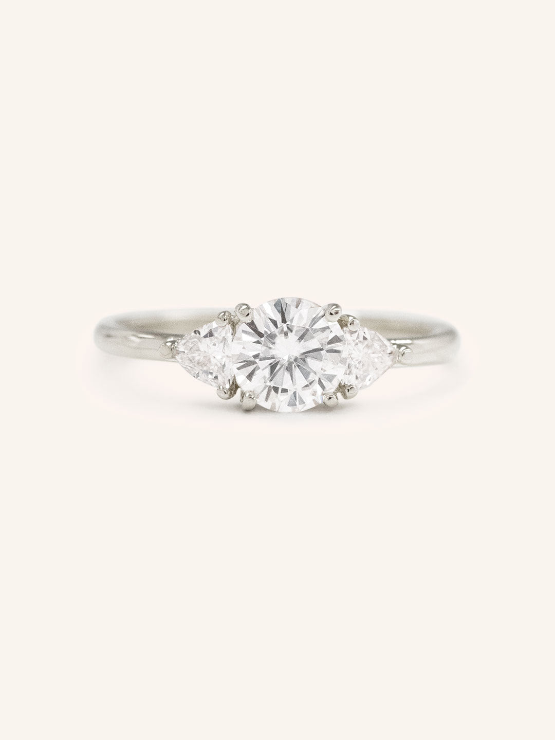 Stunning 1 CT Round Moissanite Engagement Ring With Three Stone Design 4