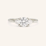 Stunning 1 CT Round Moissanite Engagement Ring With Three Stone Design 4