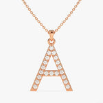 0.20 CT Round Moissanite Diamond Letter Pendant Necklace in Solid Gold 3