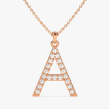 0.20 CT Round Moissanite Diamond Letter Pendant Necklace in Solid Gold 3