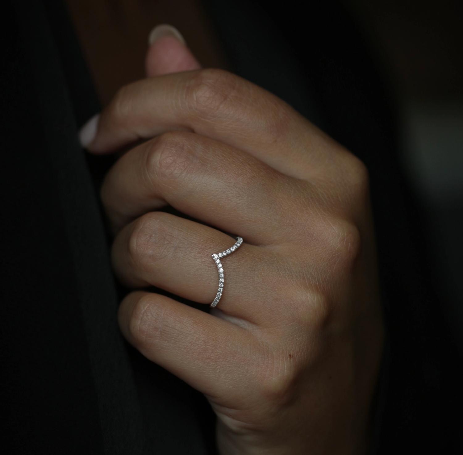 0.225 CT Round Curved Lab Grown Diamond Wedding Band