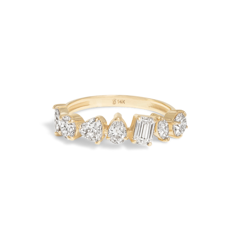 Stunning 1.19 TCW Round  & Heart & Baguette & Pear Moissanite Stones Half Eternity Wedding Band 7