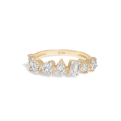Stunning 1.19 TCW Round  & Heart & Baguette & Pear Moissanite Stones Half Eternity Wedding Band 7