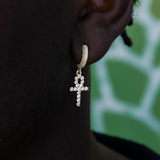 4 CT Round Moissanite Cross Hoop Silver Earrings for Him 2