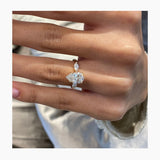 Stunning 1.75 CT Pear Moissanite Engagement Ring with Three Stone Design 6