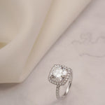 Stunning 1.0 - 2.0 CT Cushion Moissanite Engagement Ring with Pave & Halo Design 5
