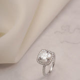 Stunning 1.0 - 2.0 CT Cushion Moissanite Engagement Ring with Pave & Halo Design 5