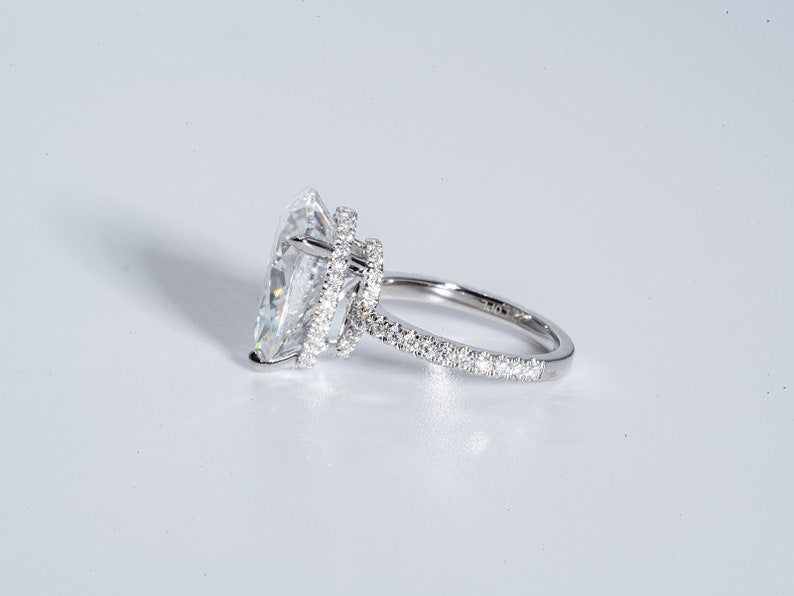 Stunning 5.0 CT Pear Moissanite Engagement Ring with Double Hidden Halo & Pave Design 3