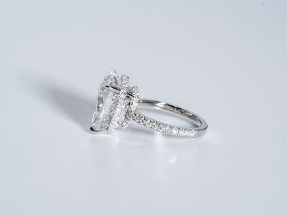 Stunning 5.0 CT Pear Moissanite Engagement Ring with Double Hidden Halo & Pave Design 3