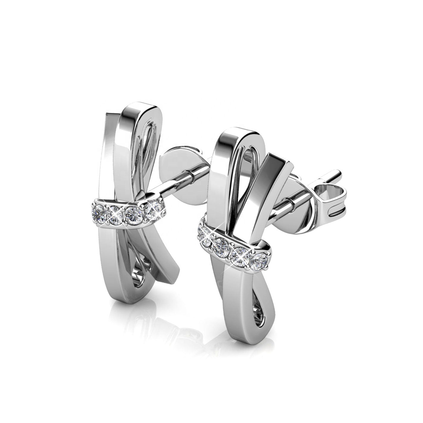 Round Cut Cubic Zirconia in 925 Sterling Silver Earrings 3