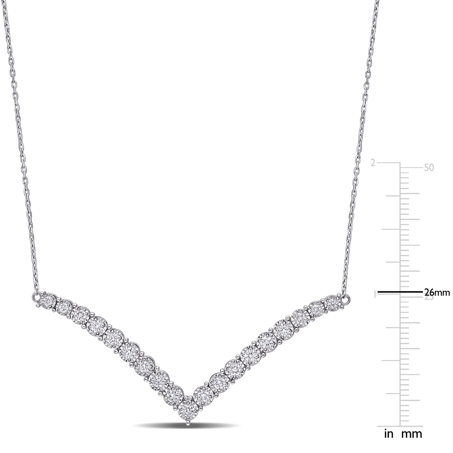 Round Cut Cubic Zirconia in 925 Sterling Silver Necklace 10