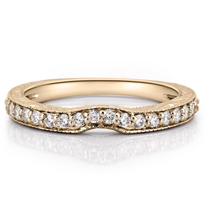 Stunning 0.30 CT Round Moissanite Stones Vintage Wedding Band 1