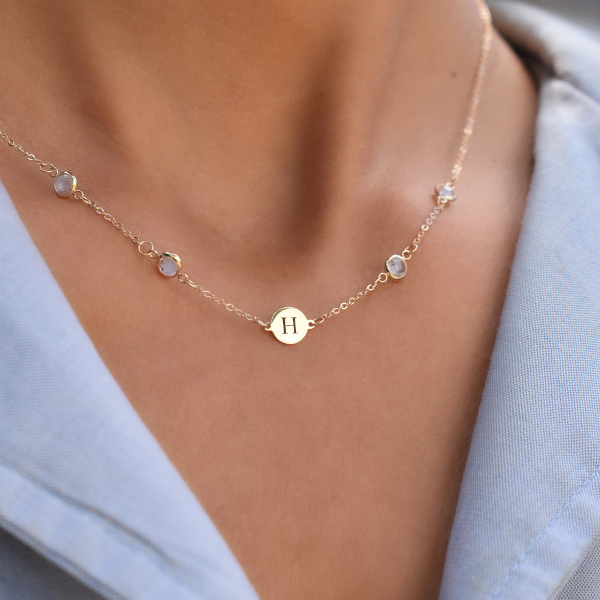 1.0 TCW Round Aquamarine Lab Made Diamond-March Birthstone Necklace 6