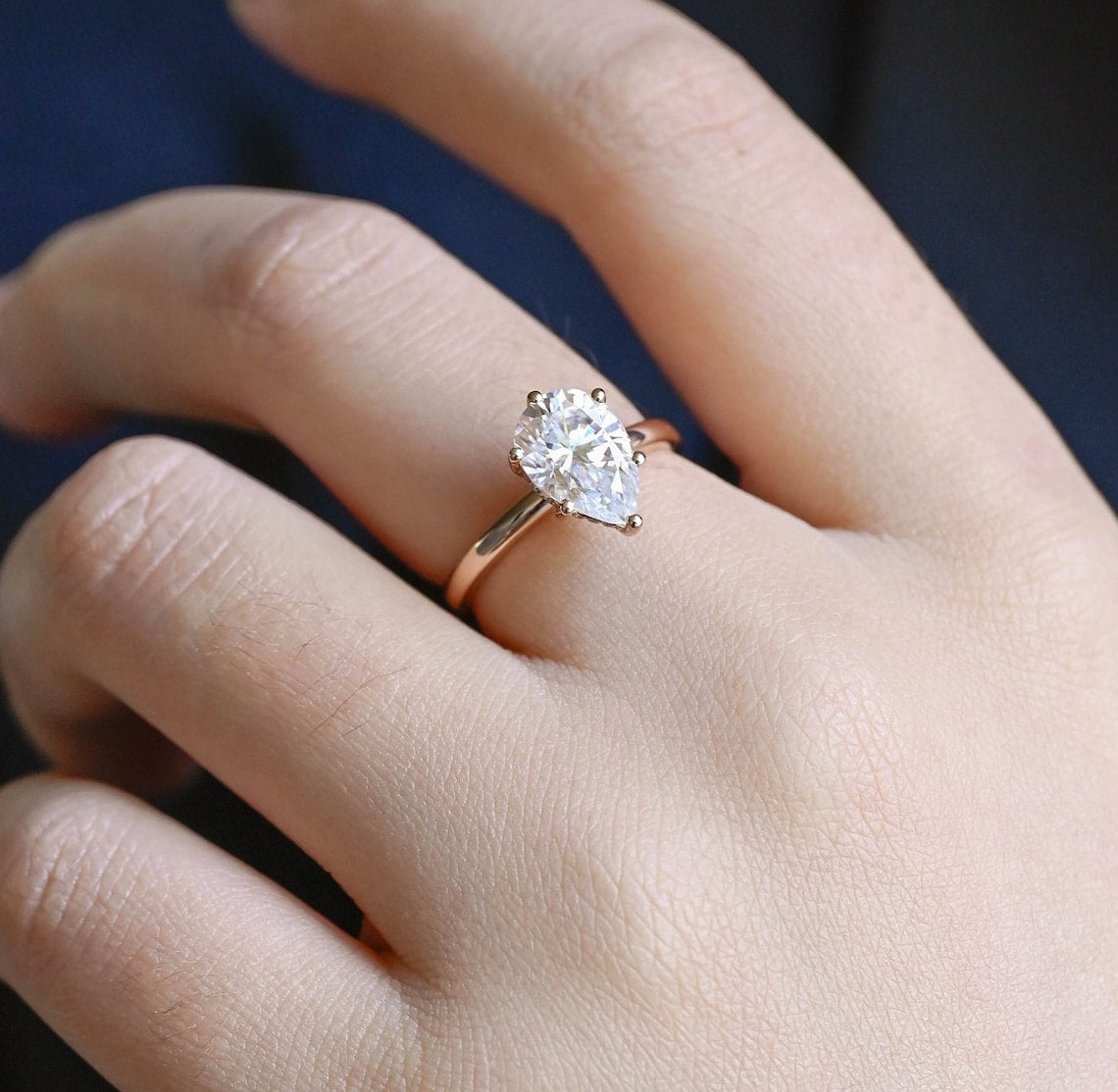 Stunning 3.0 CT Pear Moissanite Engagement Ring with Hidden Halo Design 11