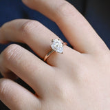 Stunning 3.0 CT Pear Moissanite Engagement Ring with Hidden Halo Design 11