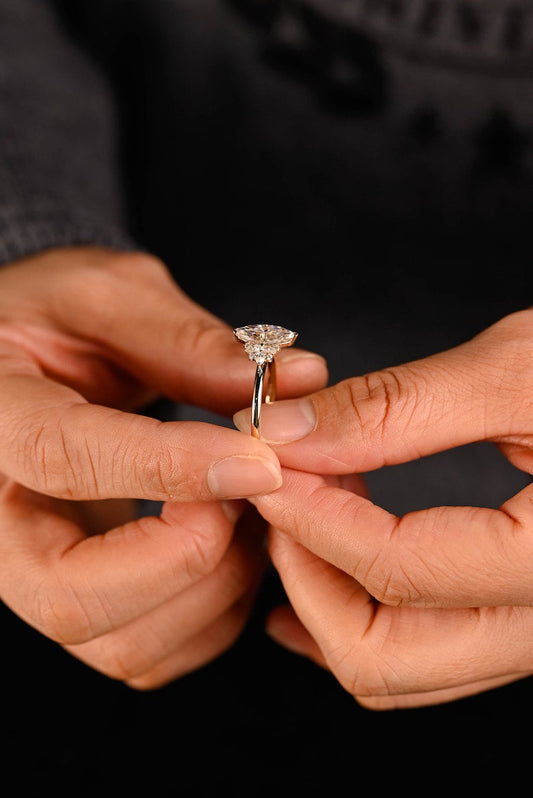 Stunning 1.0 - 2.0 CT Marquise Moissanite Engagement Ring with Cluster Design 2