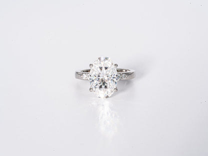 Stunning 3.50 CT Oval Moissanite Engagement Ring with Cluster Design 4