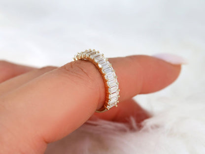 Stunning 1.5 TCW Emerald Moissanite Stones Half Eternity  Wedding Bands 5