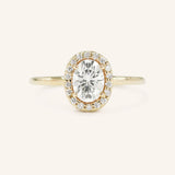 Stunning 0.81 CT Oval Moissanite Engagement Ring With Halo Design 1